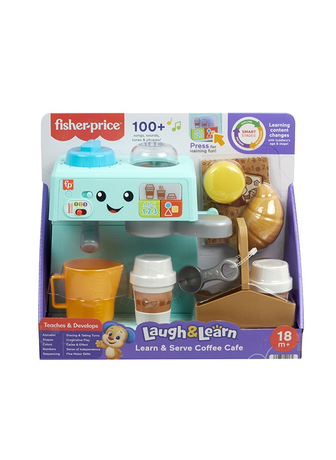 Fisher-Price - لعبة للأطفال تضحك وتتعلم مجموعة اللعب مقهى القهوة مع مراحل ذكية و 10 قطع لعب تظاهرية للأعمار من 18 شهراً فما فوق - Image 1