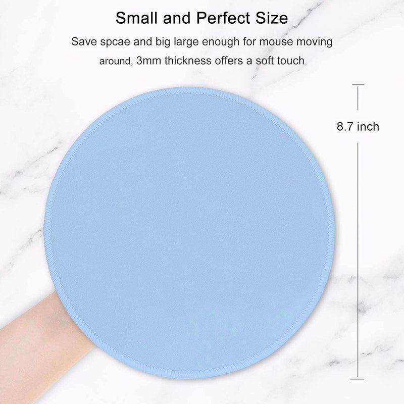 Hsurbtra Mouse Pad, Premium-Textured Small Round Mousepad 8.7 x 8.7 Inch Blue, Stitched Edge Anti-Slip Waterproof Rubber Mouse Mat, Pretty Cute Mouse Pad for Office Home Gaming Laptop Men Women Kids - Image 2