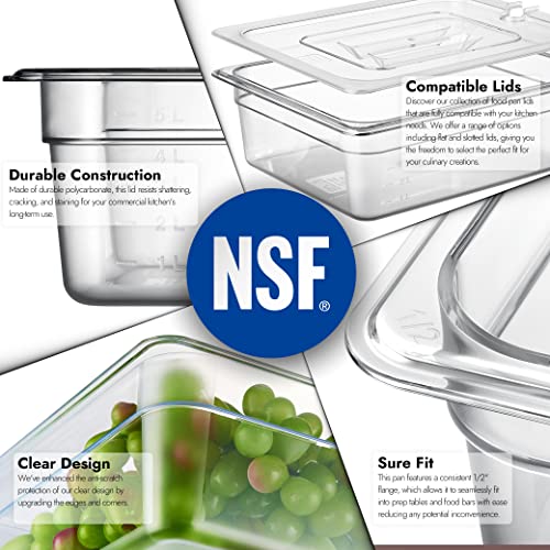 CURTA 6-Pack 1/2 Size 4" Deep NSF Polycarbonate Food Pans | Dishwasher & Freezer Safe Clear Container for Prep Tables, Buffet, Salad Bar, Commercial & Home Kitchen - Image 5