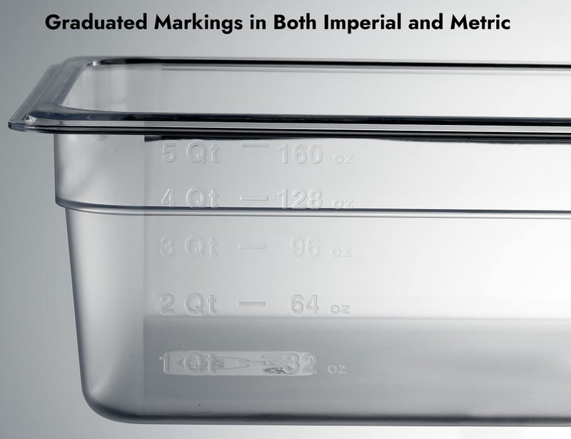 CURTA 6-Pack 1/2 Size 4" Deep NSF Polycarbonate Food Pans | Dishwasher & Freezer Safe Clear Container for Prep Tables, Buffet, Salad Bar, Commercial & Home Kitchen - Image 4