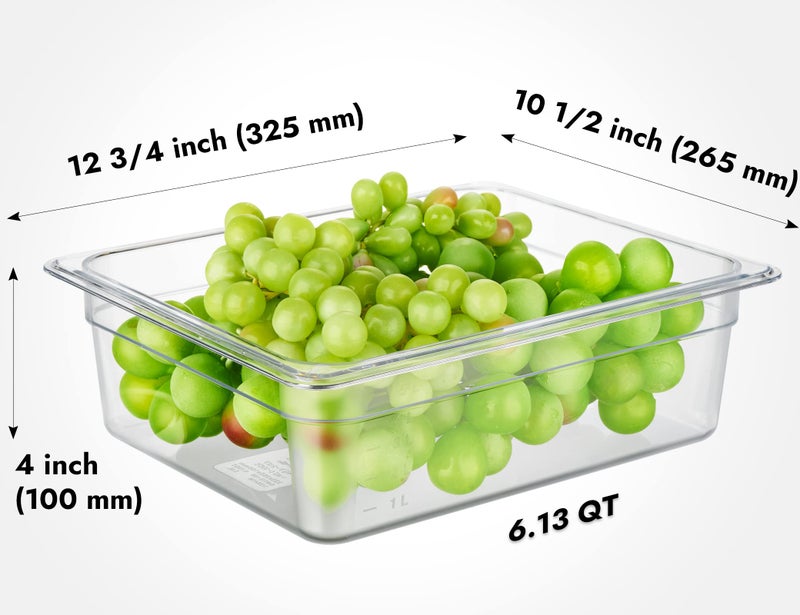 CURTA 6-Pack 1/2 Size 4" Deep NSF Polycarbonate Food Pans | Dishwasher & Freezer Safe Clear Container for Prep Tables, Buffet, Salad Bar, Commercial & Home Kitchen - Image 2