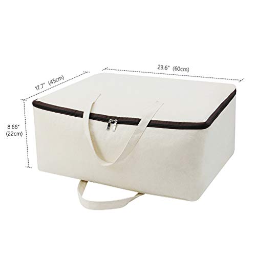 AMJ Set Of 2, 100% Canvas Eco-Friend Storage Bags With 3-Side Zip Open & Handles, Good For Bedding Set, House Move Or Winter Clothes Storage In Wardrobe, Beige - Image 2