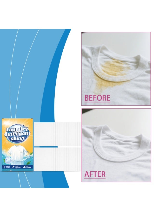 SYOSI Laundry Detergent Sheets, 30 Count - Eco-Friendly Washer Sheets for Travel, Camping & Dorms, Dissolvable & Space-Saving, Fresh Scent, Hypoallergenic, Liquid-Free Cleaning - Image 1