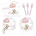 Vanulus 96 Pcs Bear Baby Shower Plates and Napkins Sets Party Supplies We Can Bearly Wait Plates Disposable Tableware Brown Coffee Blue Baby Shower Party Decorations for Boy Serve 24 Guests - Image 3