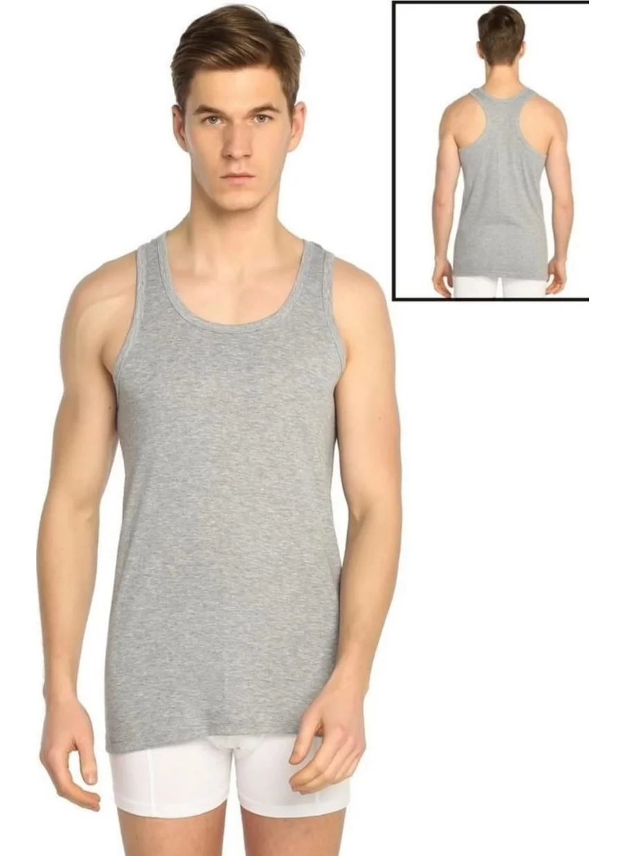 Seher Yıldızı Morning Star Gray Cotton Rib Sports Undershirt 0058 Single Pack 6 Pieces