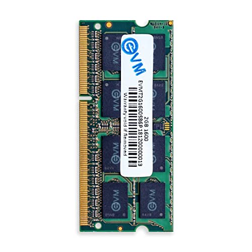 EVM 2GB DDR3 Laptop RAM Memory | 1600MHz | PC3-12800 | SO-DIMM | 204-Pin | CL11 | 1.35V Low Voltage | Non-ECC Unbuffered | Notebook Compatible | Intel & AMD Support | 10 Year Warranty (EVMT2G1600S86P) - Image 1