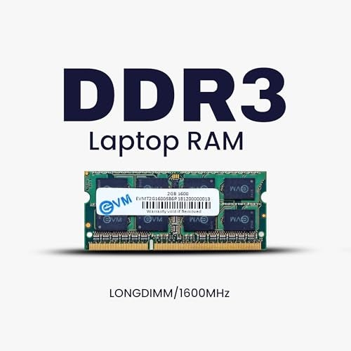 EVM 2GB DDR3 Laptop RAM Memory | 1600MHz | PC3-12800 | SO-DIMM | 204-Pin | CL11 | 1.35V Low Voltage | Non-ECC Unbuffered | Notebook Compatible | Intel & AMD Support | 10 Year Warranty (EVMT2G1600S86P) - Image 2
