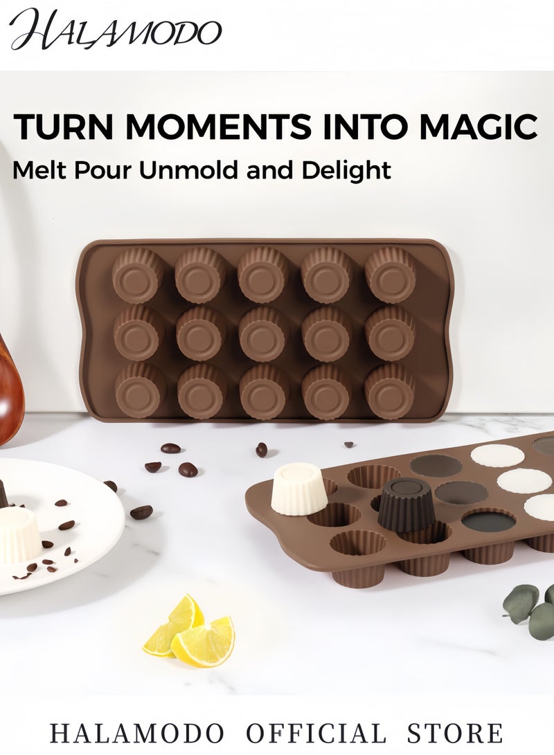 هالامودو قالب سيليكون متعدد الأشكال للشوكولاتة والكيك يحتوي على 24 تجويفًا غير لاصق وآمن للاستخدام مع الطعام مناسب لصنع الشوكولاتة والحلوى والكيك الصغير والحلويات المجمدة في المنزل - Image 2