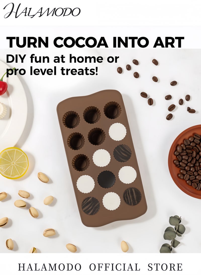 هالامودو قالب سيليكون متعدد الأشكال للشوكولاتة والكيك يحتوي على 24 تجويفًا غير لاصق وآمن للاستخدام مع الطعام مناسب لصنع الشوكولاتة والحلوى والكيك الصغير والحلويات المجمدة في المنزل - Image 5