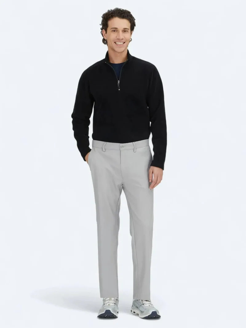 Kip Grey Weaving Regular Fit Casual Trousers