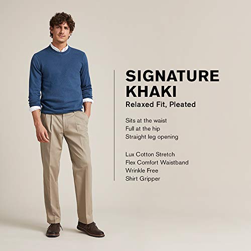 Dockers Men's Relaxed Fit Signature Khaki Lux Cotton Stretch Pants - Pleated, Timberwolf, 36W x 32L - Image 4