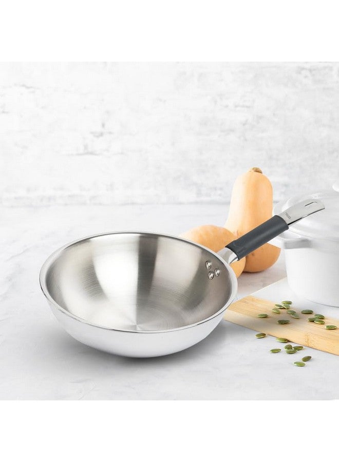 Allo Allo Triply Stainless Steel Wok for Deep Fry/Stir Fry/Dry Veg/Sauté/Chinese Wok Cooking/Noodles Induction Friendly Naturally Non-Stick | 10 Years Warranty, 18Cm, 1.2 Litre  - Image 5