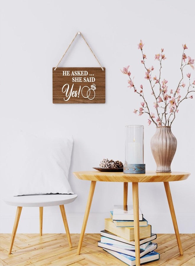 BELLOWDEER Rustic Wedding Sign She Said Yes, Engagement Wedding Photo Props Sign, Weddings Decor Stuff Engagement Party Decorations 12x6 Inches (Brown) - Image 4