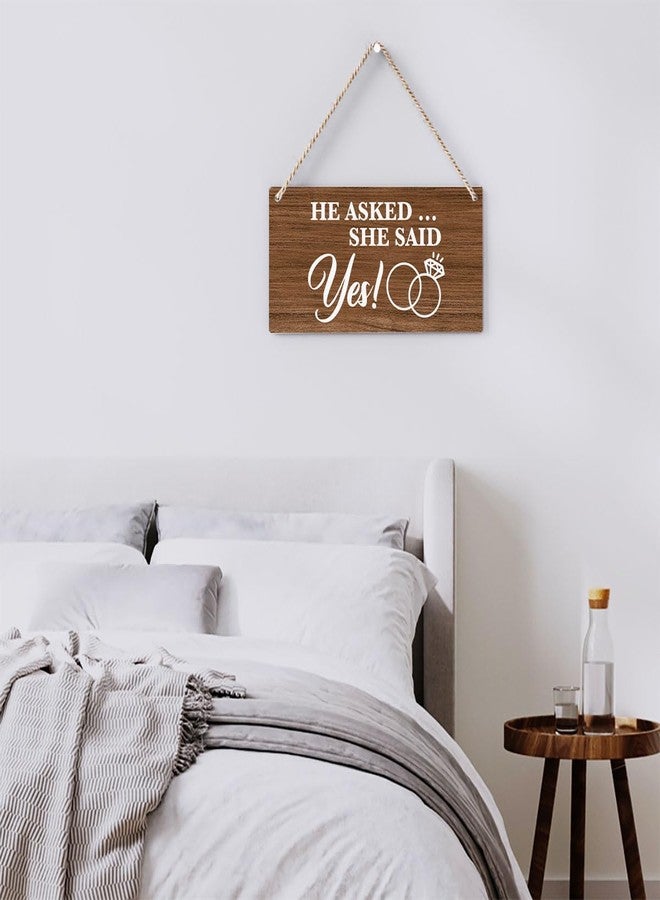 BELLOWDEER Rustic Wedding Sign She Said Yes, Engagement Wedding Photo Props Sign, Weddings Decor Stuff Engagement Party Decorations 12x6 Inches (Brown) - Image 5