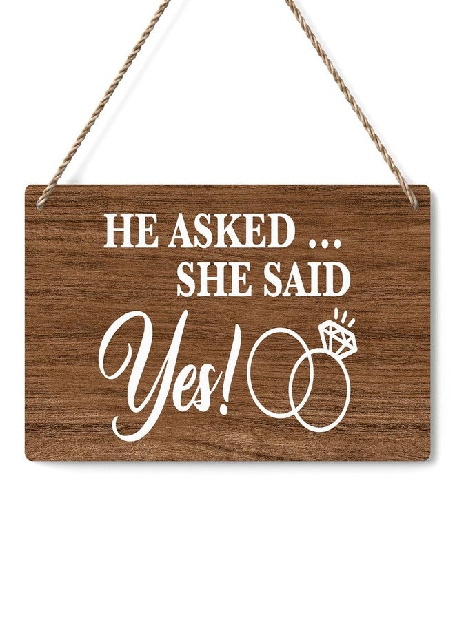BELLOWDEER Rustic Wedding Sign She Said Yes, Engagement Wedding Photo Props Sign, Weddings Decor Stuff Engagement Party Decorations 12x6 Inches (Brown) - Image 1