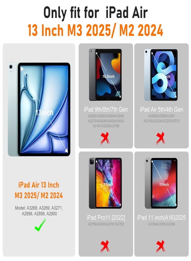 Auorld Case for iPad Air 13 Inch Case M3 2025/ M2 2024, Auorld for iPad Air 13 Inch Case M3 2025 Case with Screen Protector, 360 Degree Rotating Stand Shoulder Strap Pencil Holder, Purple Pink - Image 2