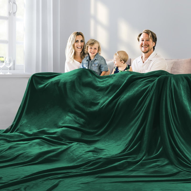 Oversized Blanket 120x120 Inches Giant Huge Companion for Bed Sofa Travel and Camping Extra Large Big Soft Blanket Fits The Whole Family and Outdoor Campaign Forest Green
