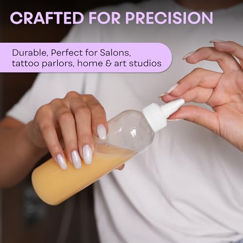 BRIGHTFROM Twist Top Applicator Bottles, Clear 8 OZ BPA-Free Plastic, Empty, Squeeze, Refillable - Open/Close Nozzle - Multi Purpose (Pack of 4) - Image 5