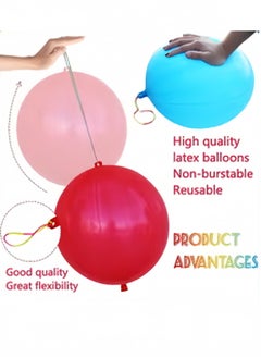Hi Moon 50PCS Punch Balloons Thickened Latex Punching Balloon,Neon Punching Balloon Heavy Duty Birthday Party Favors for Kids,Color Bounce Balloons with Upgraded Strong Rubber Band Handle,Party Balloon Set  - Image 2