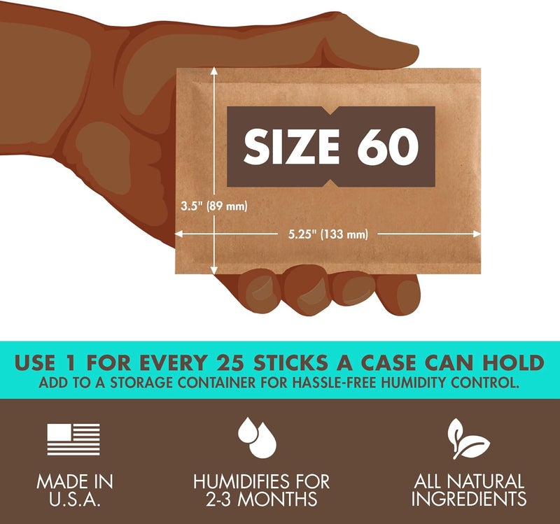 Boveda 75% حزم التحكم في الرطوبة ثنائية الاتجاه - الحجم 60 - 20 حزمة - إصلاح فقدان الرطوبة الكبير في صناديق المرطب غير البلاستيكية - ماصات الرطوبة - حزم المرطب - عبوات الترطيب في كيس قابل لإعادة الإغلاق - Image 2