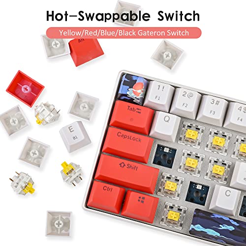 surmen GT61 60% Mechanical Gaming Keyboard 60 Percent RGB Backlit Hot-Swappable Wireless/Wired Compact Mini Keyboards Bluetooth 5.0 Keyboard Programmable/N-Key Rollover (Yellow Switch, Sun) - Image 3