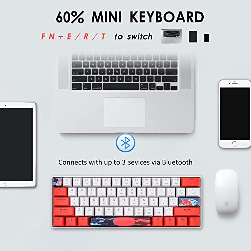 surmen GT61 60% Mechanical Gaming Keyboard 60 Percent RGB Backlit Hot-Swappable Wireless/Wired Compact Mini Keyboards Bluetooth 5.0 Keyboard Programmable/N-Key Rollover (Yellow Switch, Sun) - Image 4