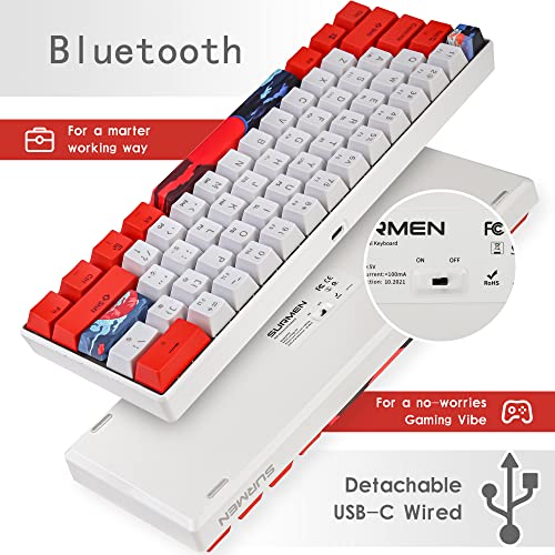 surmen GT61 60% Mechanical Gaming Keyboard 60 Percent RGB Backlit Hot-Swappable Wireless/Wired Compact Mini Keyboards Bluetooth 5.0 Keyboard Programmable/N-Key Rollover (Yellow Switch, Sun) - Image 2