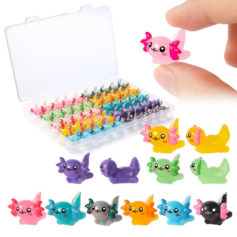 YFDFFSDCY 50 PCS Mini Resin Axolotl 10 Colors Tiny Axolotl Figurines Miniature Axolotls Ornament Charms for Landscape Aquarium Micro Dollhouse Garden Potted Plants Birthday Party Decoration - Image 2