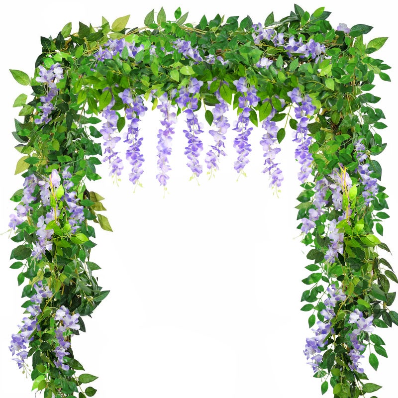 Yueshop 4x 8Ft 25M Artificial Wisteria Vine Garland Plants Artificial Flowers Arts For Ceremony Home Wedding Theme Park Decoration Lilac