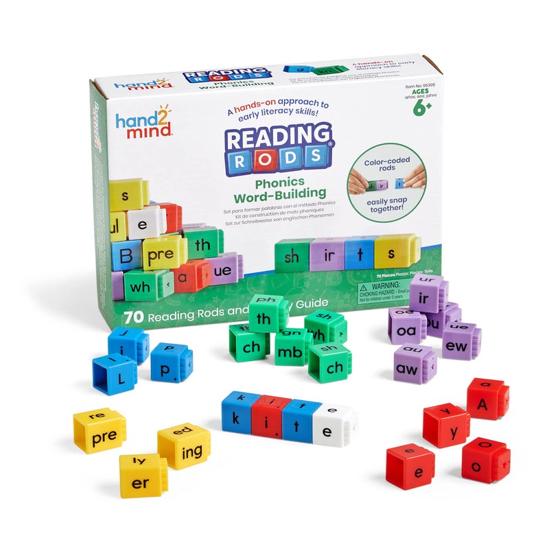 hand2mind Reading Rods Phonics Word-Building, Word Building Activities, Spelling Toys, Montessori Alphabet Letters, Reading Tools for Kids, Science of Reading Manipulatives, Phonemic Awareness - Image 1