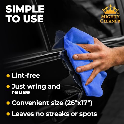 Mighty Cleaner Premium Shammy Cloth for Car Drying - 26”x17” - Super Absorbent Chamois Towel for Car - Scratch-Free, Reusable & Soft - Image 5