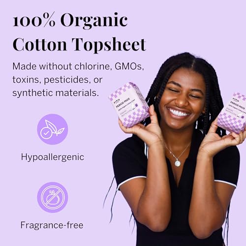 Pixie Cup Pixie Organic Cotton Pads for Women - Ultra Thin with Wings, Leak-Proof & Moisture-Wicking - Compostable, Unscented Menstrual Pads - Regular Absorbency - 48 Count - Image 2