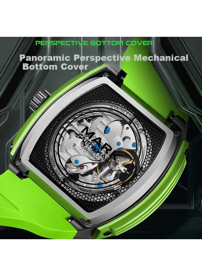 Mark Fairwhale Men's Skeleton Mechanical Watch, Automatic Swiss Quality, Water-resistant, National Trend Wrisch, Birthday Gift 6670 - Image 2