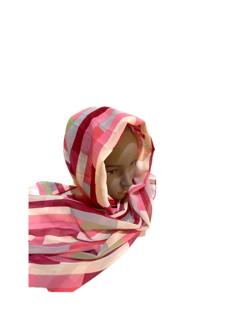 Zebees Printed Shawl, Multi colour Striped Pattern, 160 x 80 cm  - Image 1