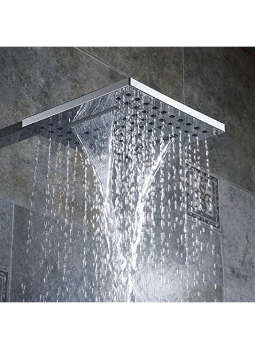 FULMINE FULMINE Stainless Steel 304 Premium Waterfall Shower 10 Inch Super heavy Self cleaning with 24 Inch Rectangle Shower Arm  - Image 1