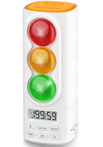 MeesMeek Traffic Light Visual TimerADHD Tool for Kids Adults Display Volume Adjustment with 4 Ringtones for Classroom Desk Home Kitchen Game Countdown Pause Memory Function Charger Type C Included - Image 1