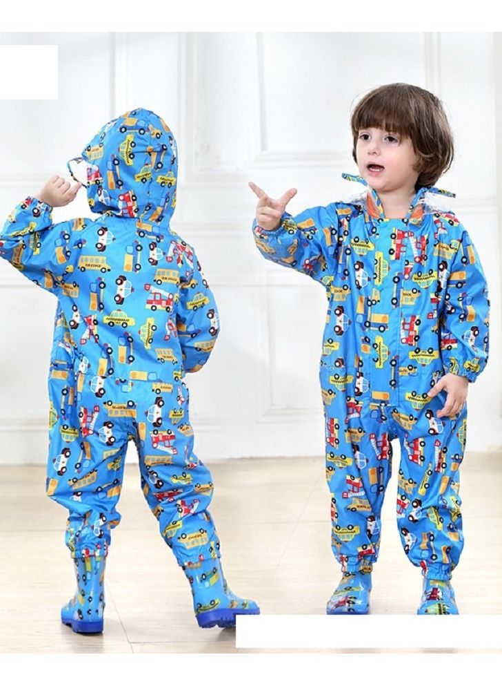 Loquat One Piece Children's Raincoat Full Picture Printed Thin Hooded Poncho - Image 3