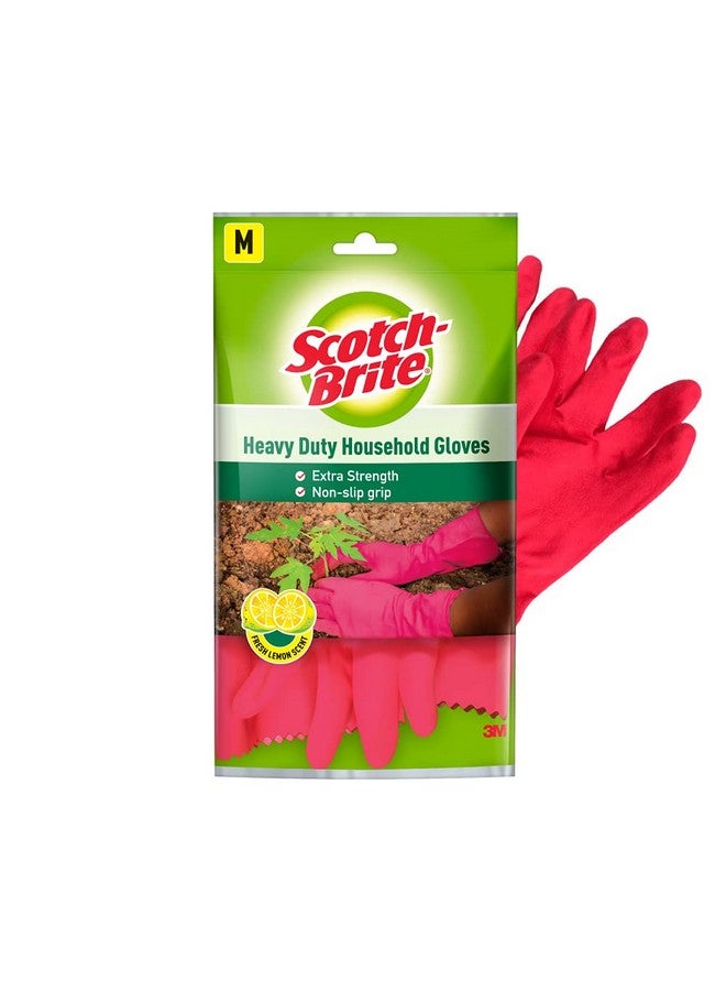 Scotch Brite Scotch-Brite Rubber Heavy Duty Hand Gloves For Dishwashing, Gardening, Kitchen Cleaning ( Inner Cotton Lining For Comfort), 1 Pair - Image 1