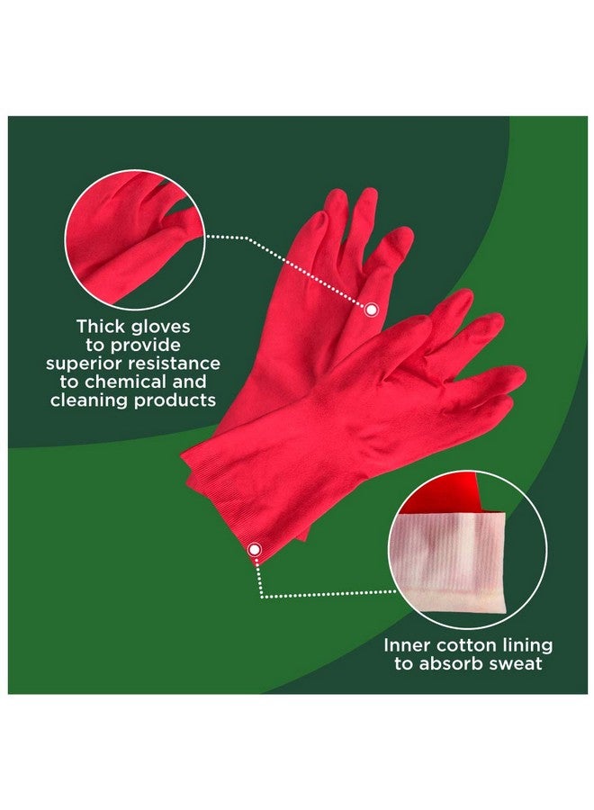 Scotch Brite Scotch-Brite Rubber Heavy Duty Hand Gloves For Dishwashing, Gardening, Kitchen Cleaning ( Inner Cotton Lining For Comfort), 1 Pair - Image 2