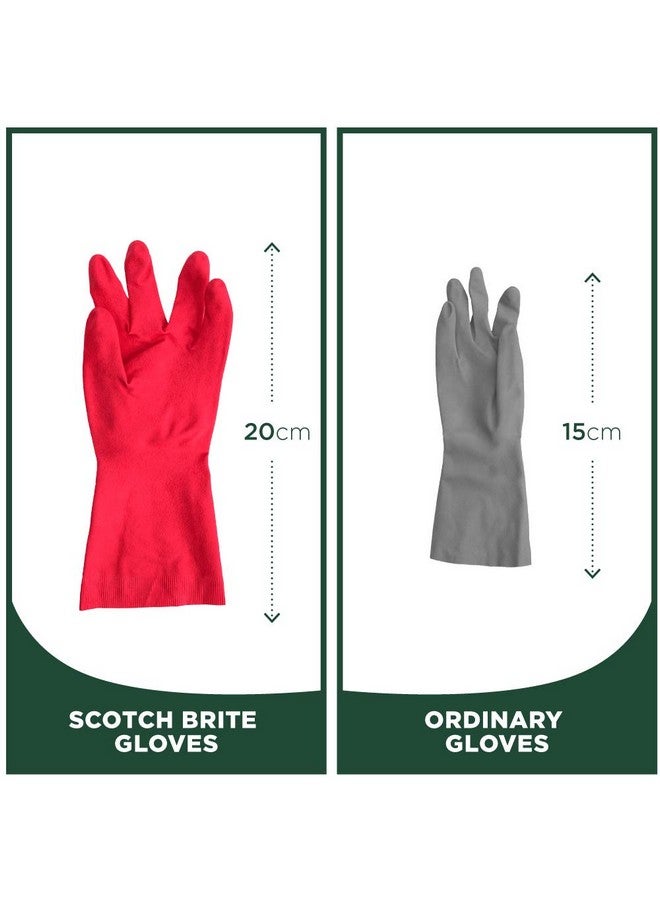 Scotch Brite Scotch-Brite Rubber Heavy Duty Hand Gloves For Dishwashing, Gardening, Kitchen Cleaning ( Inner Cotton Lining For Comfort), 1 Pair - Image 4