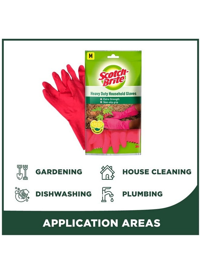 Scotch Brite Scotch-Brite Rubber Heavy Duty Hand Gloves For Dishwashing, Gardening, Kitchen Cleaning ( Inner Cotton Lining For Comfort), 1 Pair - Image 3