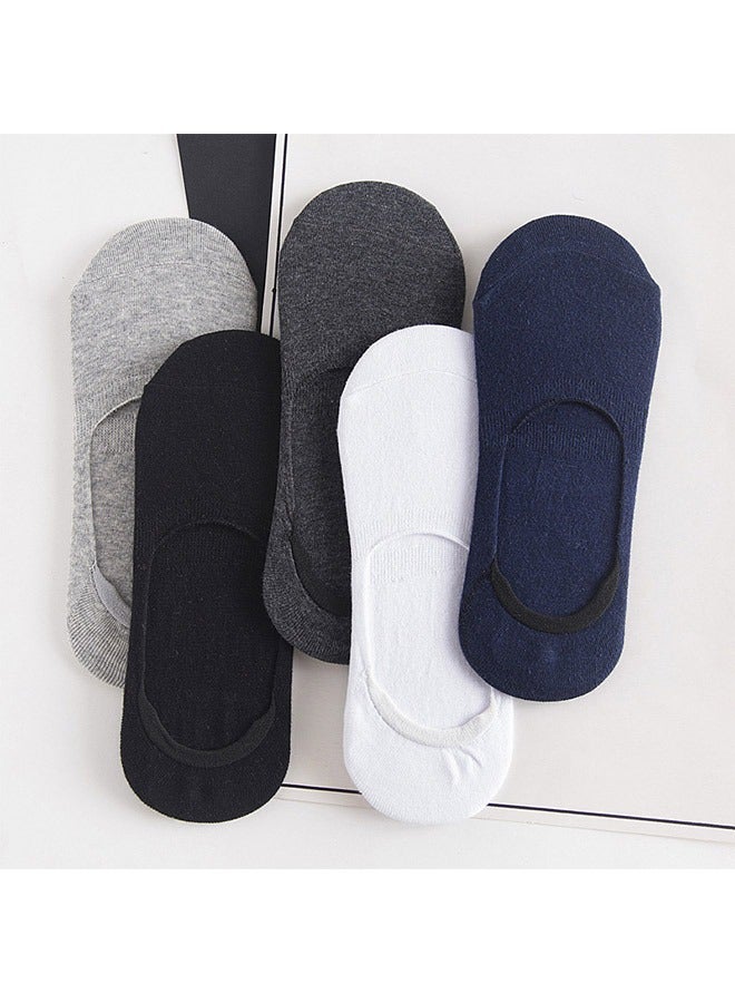 5 Pairs Of Solid No Show Socks Black/White/Blue - Image 1