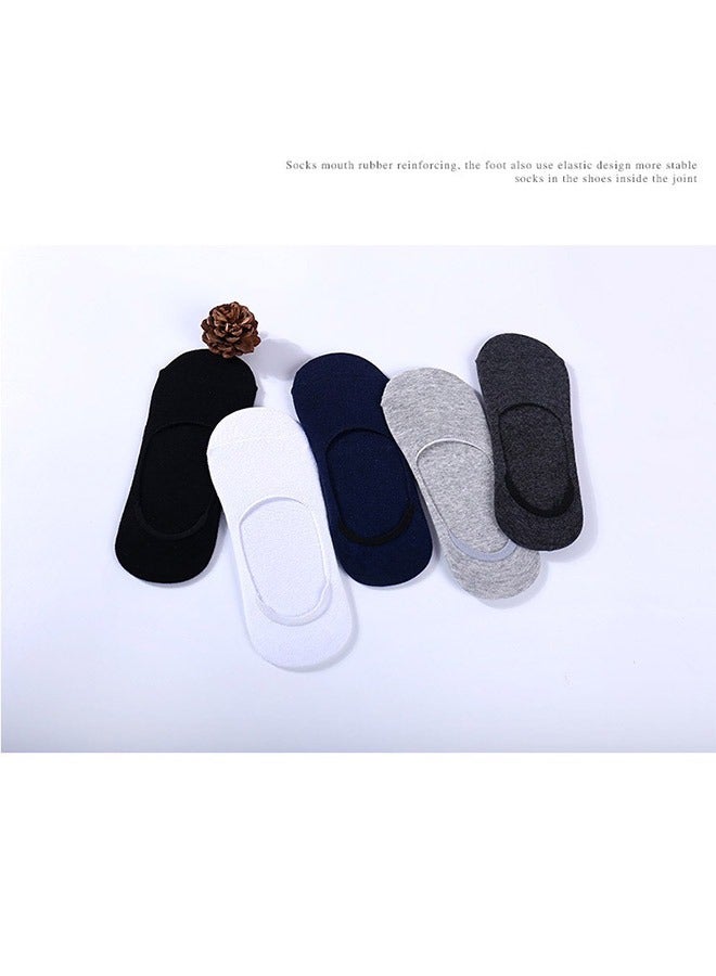 5 Pairs Of Solid No Show Socks Black/White/Blue - Image 2