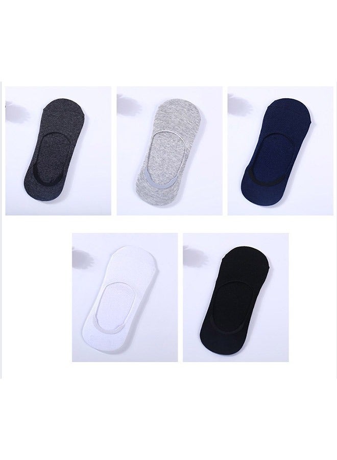 5 Pairs Of Solid No Show Socks Black/White/Blue - Image 3