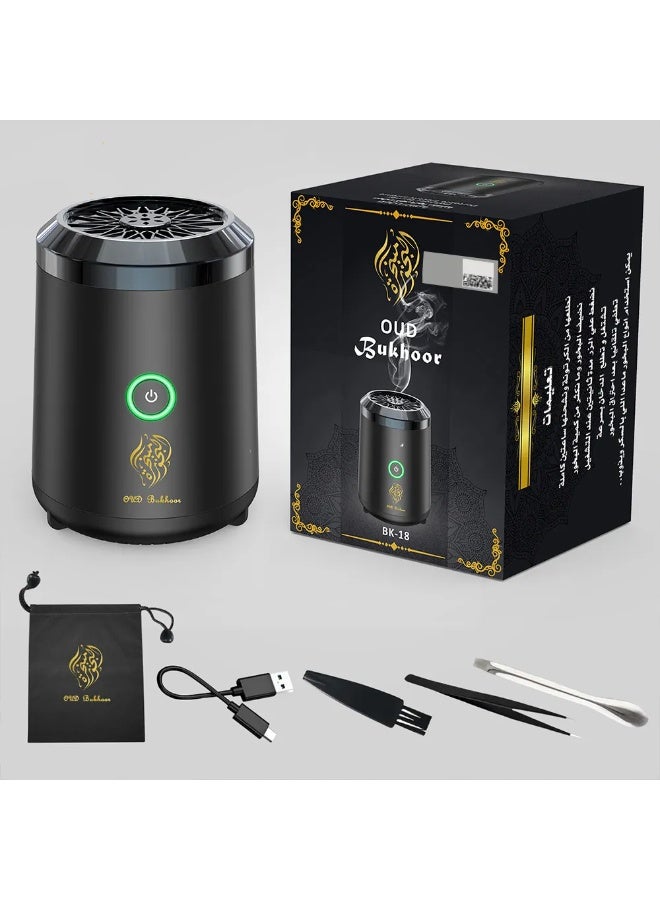 Oud Bukhoor Electronic Car Incense Burner USB Rechargeable Type C Incense Holder  Black - Image 3