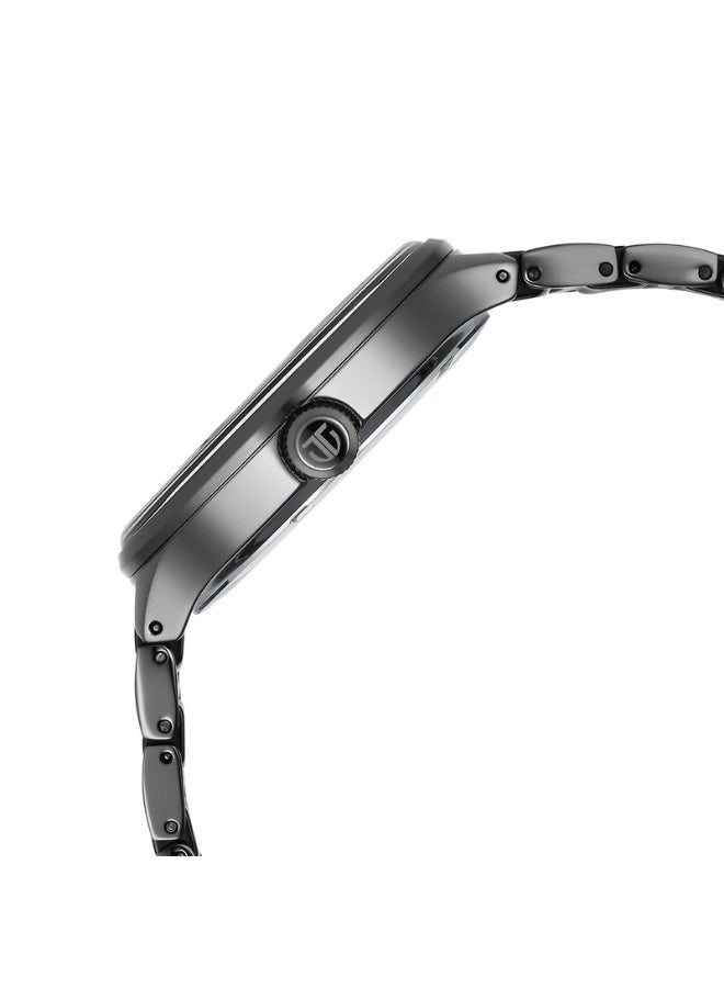 TITAN ساعة تيتان سيراميك فيوجن للرجال 90148KD06 – قرص رمادي، سوار من الفولاذ المقاوم للصدأ والسيراميك بلونين، كوارتز متعدد الوظائف، مقاومة للماء حتى 5 ATM، ساعة أنيقة وجاهزة كهدية - Image 2