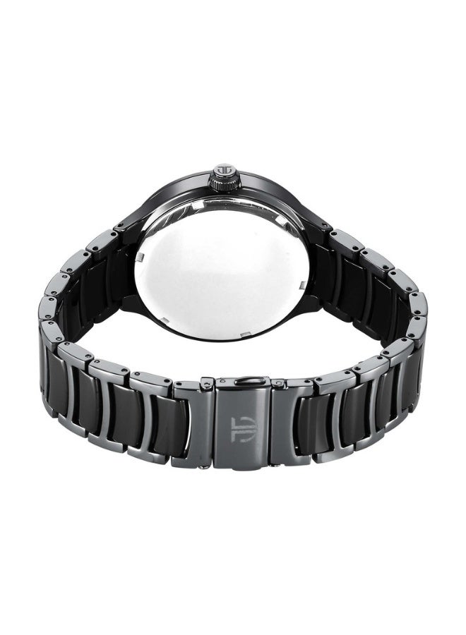 TITAN ساعة تيتان سيراميك فيوجن للرجال 90148KD06 – قرص رمادي، سوار من الفولاذ المقاوم للصدأ والسيراميك بلونين، كوارتز متعدد الوظائف، مقاومة للماء حتى 5 ATM، ساعة أنيقة وجاهزة كهدية - Image 3