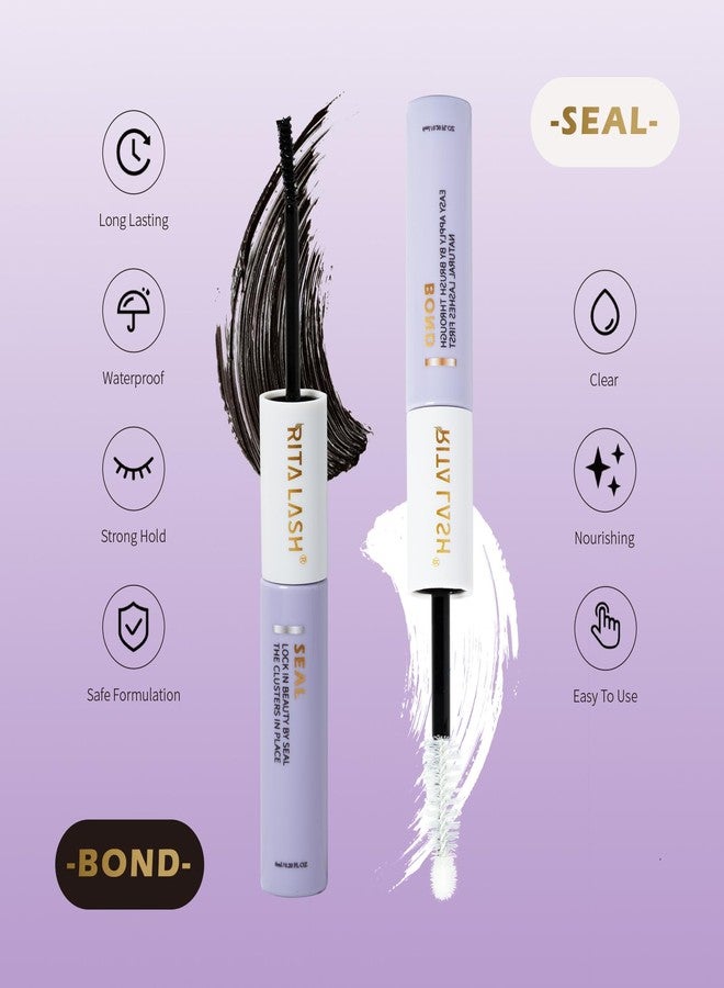 RITALASH Lash Cluster Glue,Lash Glue for Eyelash Clusters Lash Bond and Seal Waterproof Eyelash Adhesive Long Lasting 1 Weeks Eyelash Glue for Lash Clusters 2-in-1 Home Use, Strong Hold(12ML) - Image 2