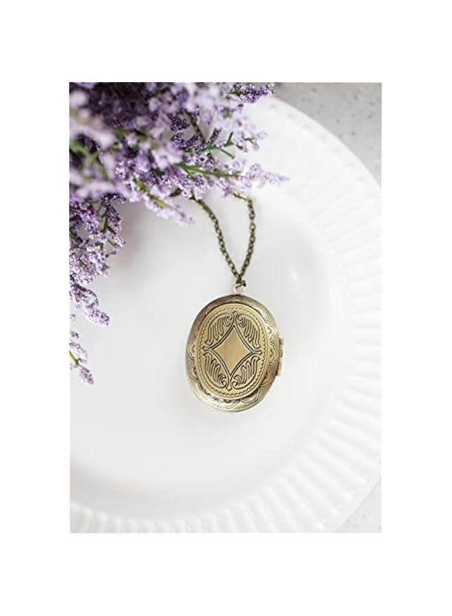 Arabest Handmade Oval Shaped Photo Locket with dried Pressed Flowers Locket pendant Necklace - Image 4