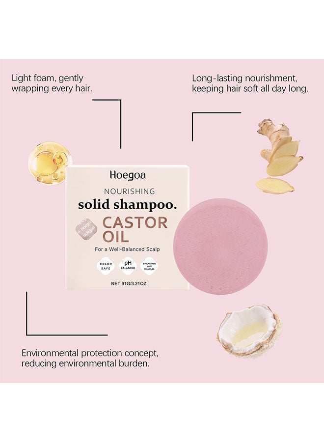 HOEGOA Solid Shampoo And Solid Conditioner,Castor Oil Shampoo Bar Shea Butter Deep-Moisturizing Conditioner Bar - Hydrating for Dull Dry Hair, Strengthen Restore Damage Hair, 1 Set - Image 4